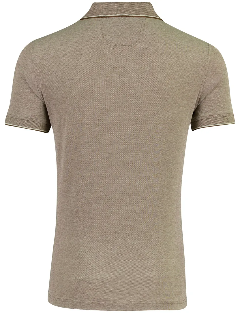 Poloshirt Portofino v-hals bruin pique normale fit