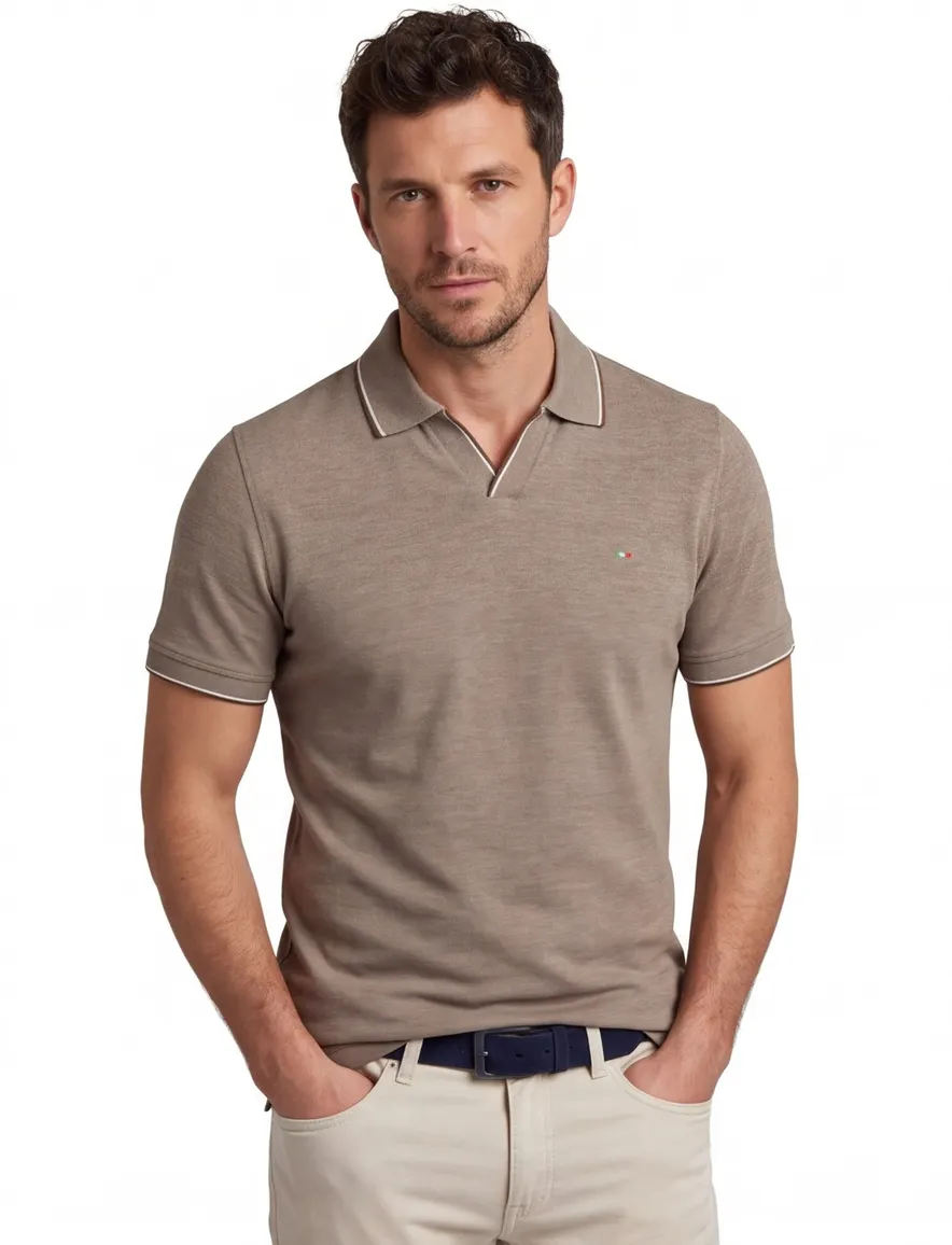 Portofino v-hals polo bruin