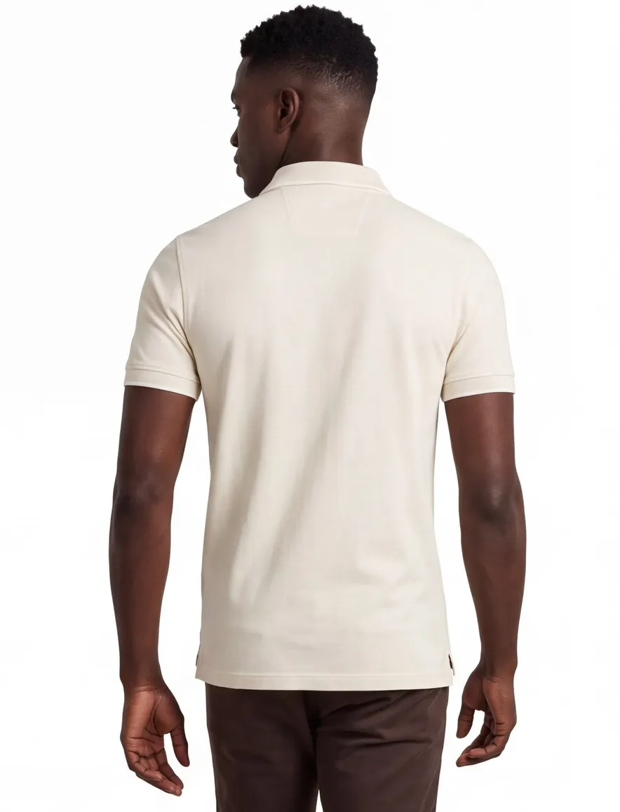 V-hals poloshirt creme normale fit Portofino pique