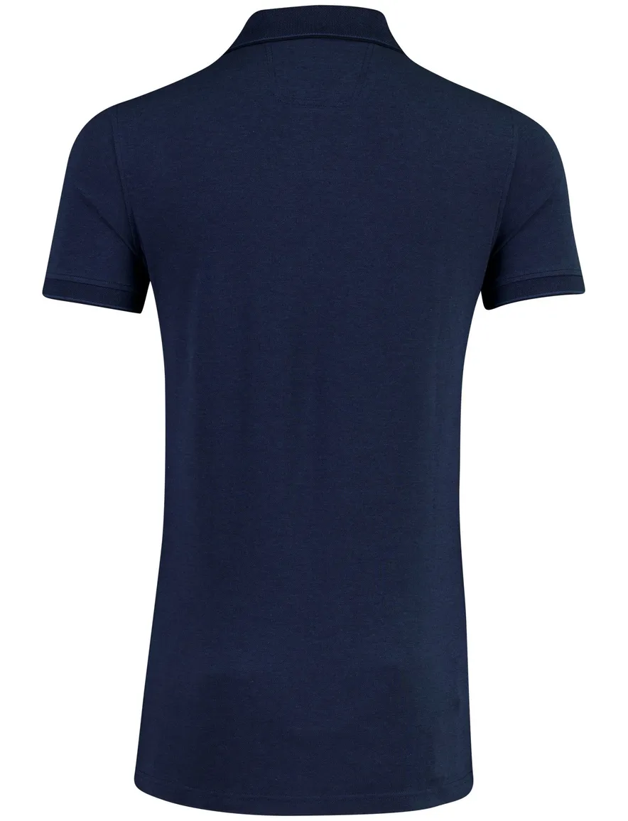 Donkerblauwe polo Portofino v-hals korte mouw extra lang