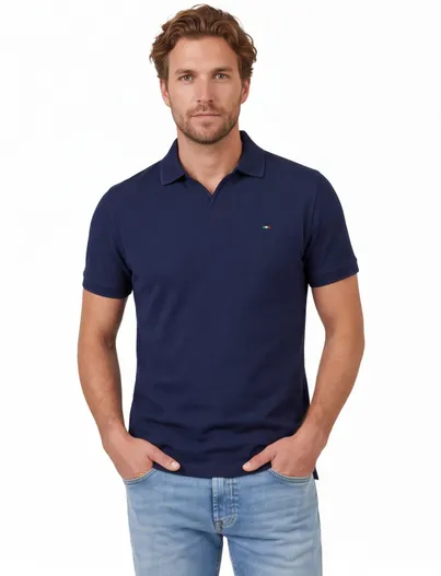 Portofino Polo v-hals Portofino normale fit extra lang donkerblauw