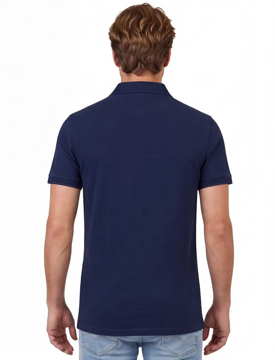 Portofino v hals polo extra lang donkerblauw