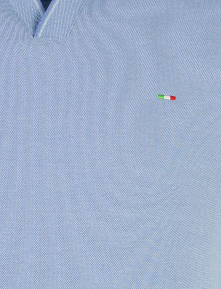 Portofino polo v-hals lichtblauw normale fit extra lang