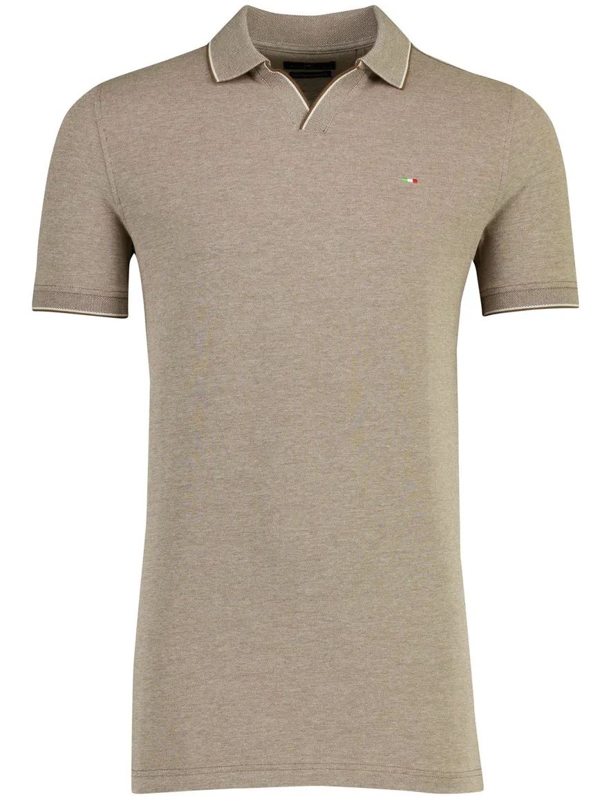 Bruine polo Portofino korte mouw extra lang