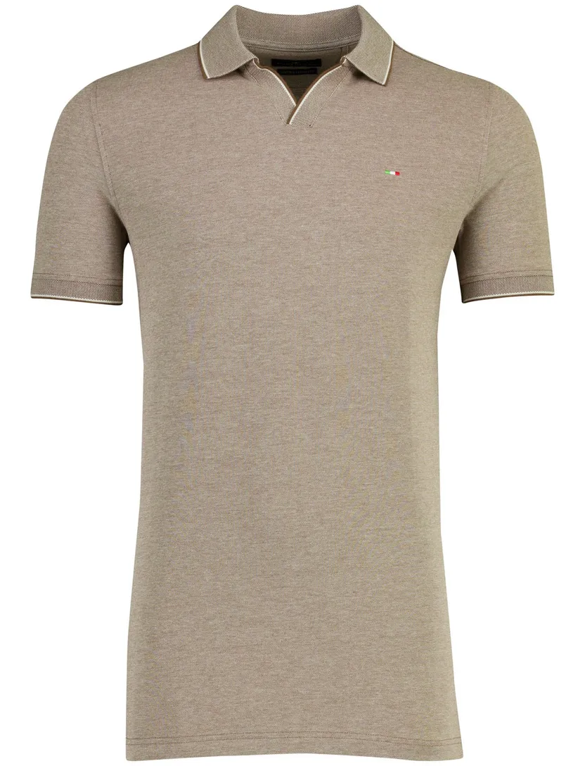 Polo Portofino bruin normale fit v-hals extra lang