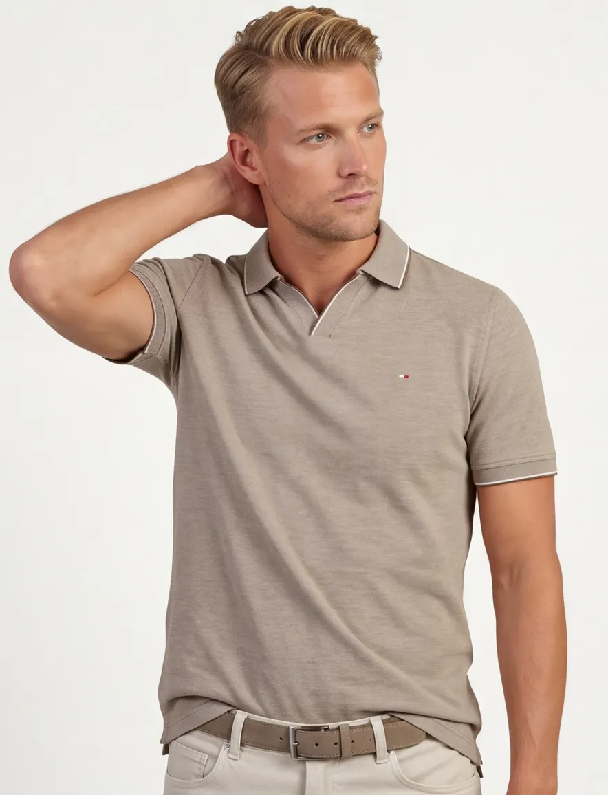 Bruine polo Portofino korte mouw extra lang