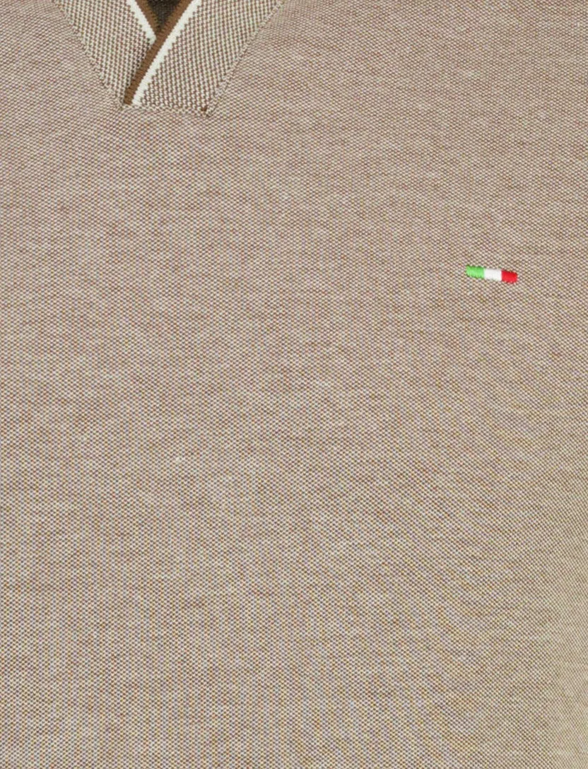 Polo Portofino bruin normale fit v-hals extra lang