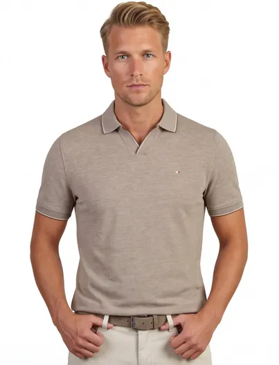 Portofino Polo Portofino bruin normale fit v-hals extra lang