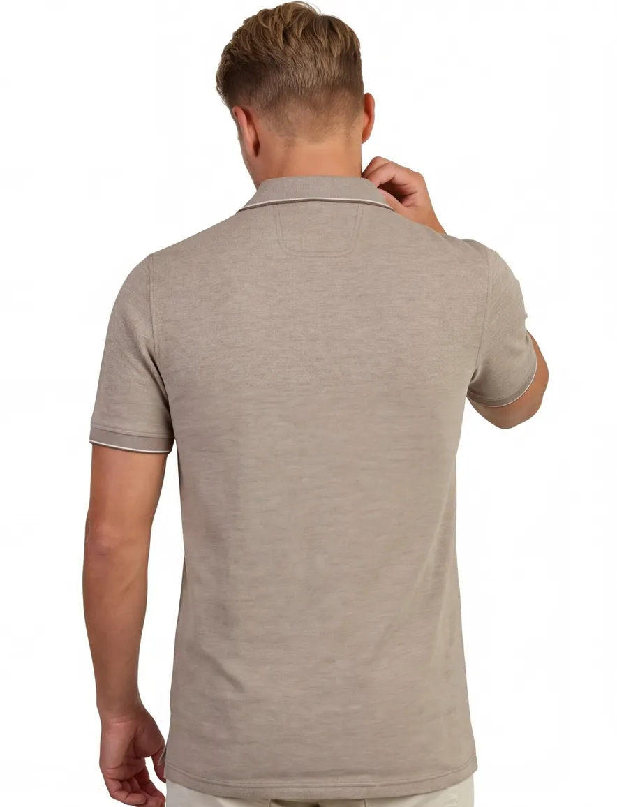 Bruine polo Portofino korte mouw extra lang