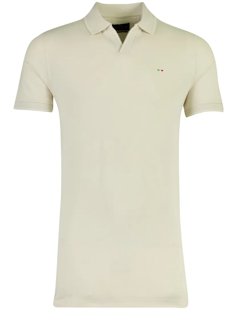 Polo v-hals Portofino korte mouw creme extra long fit