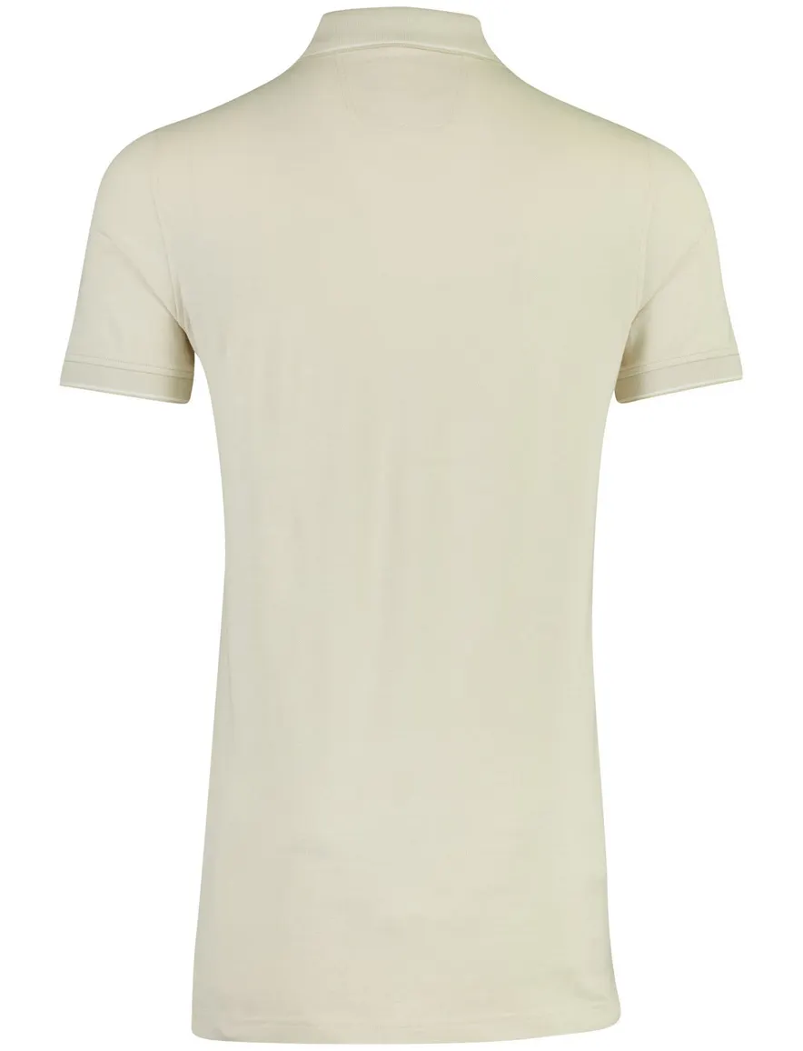 V-hals polo Portofino normale fit extra long creme