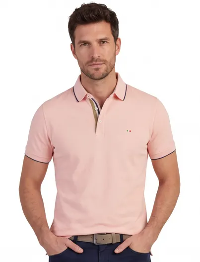 Portofino Normale fit poloshirt Portofino roze pique