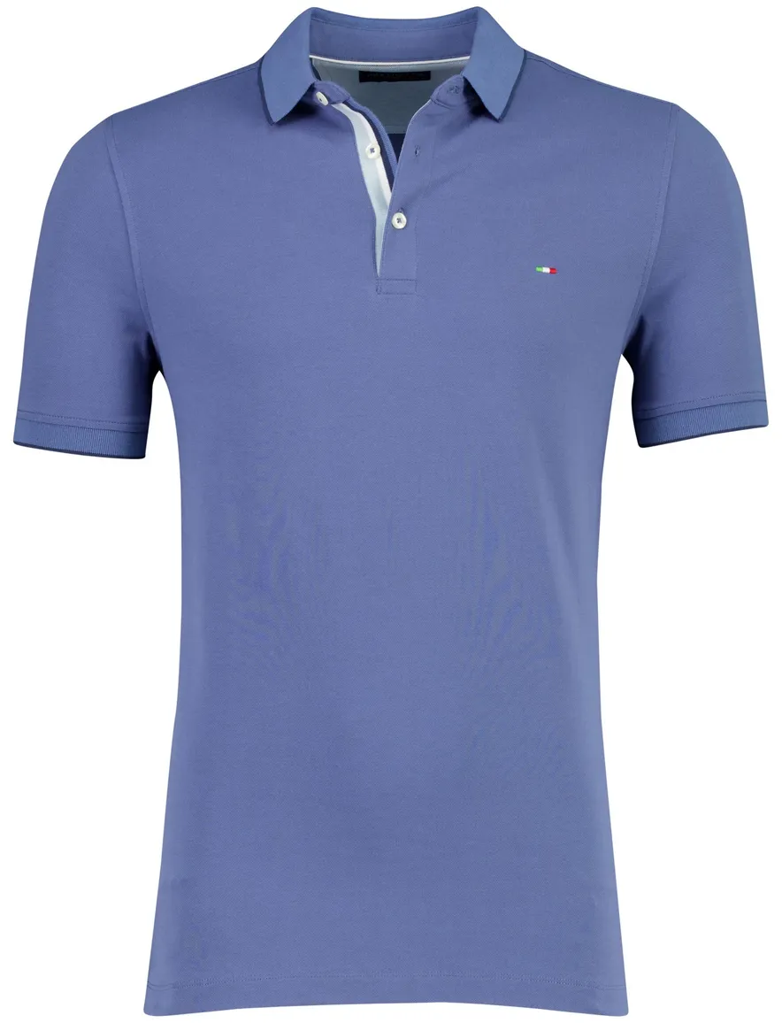 Portofino polo blauw normale fit pique 3 knoops
