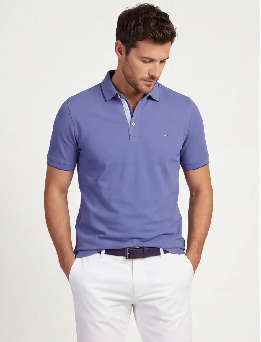 Blauwe polo Portofino 3 knoops normale fit