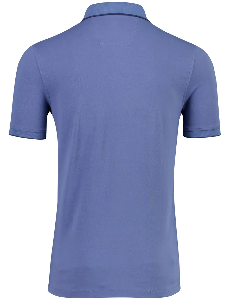 Portofino polo blauw normale fit pique 3 knoops