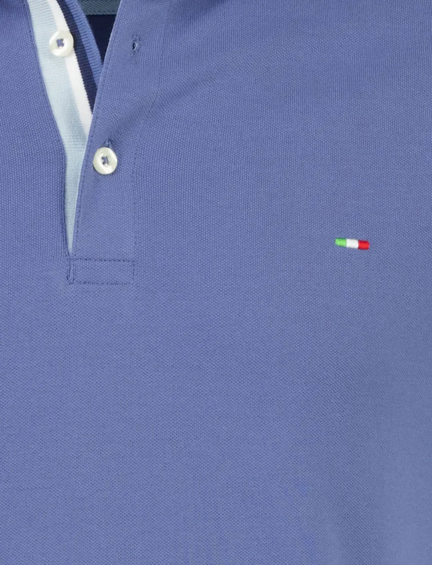 Portofino polo blauw normale fit pique 3 knoops