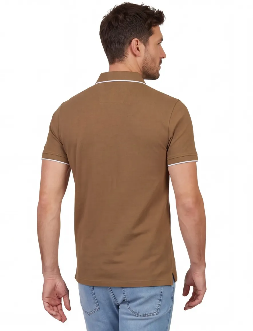 Bruine Portofino poloshirt normale fit pique