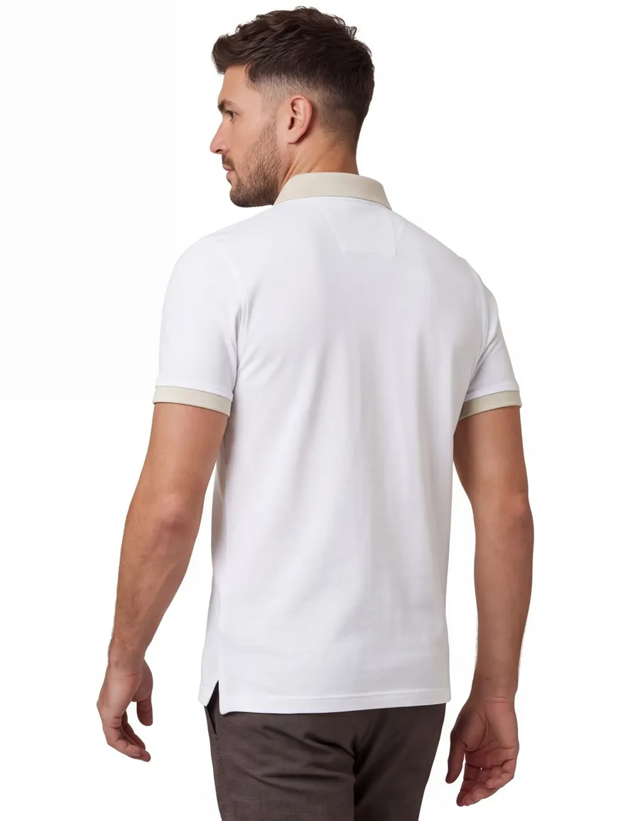 Normale fit polo Portofino wit korte mouw