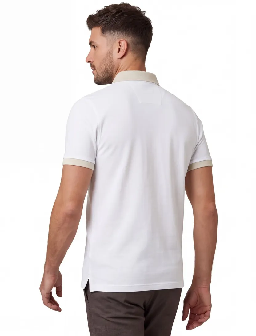 Poloshirt Portofino wit 3-knoops normale fit