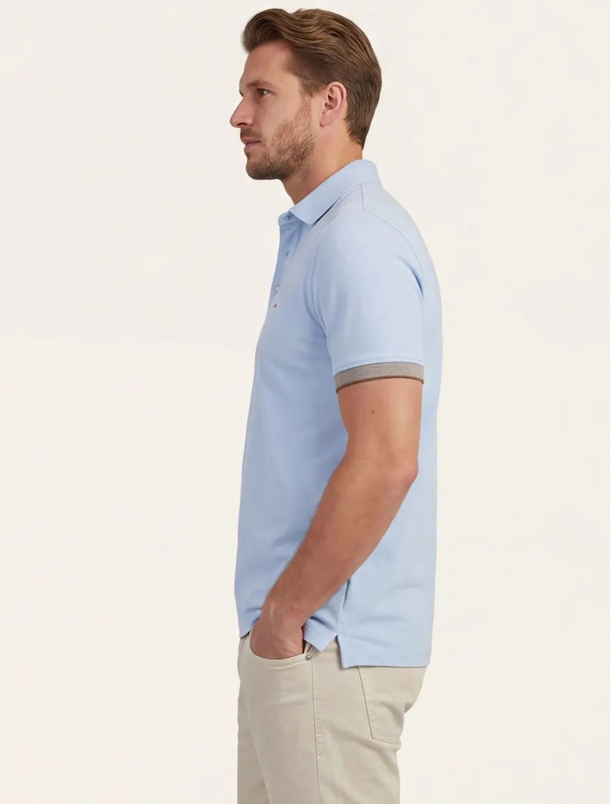 Lichtblauwe poloshirt Portofino 3 knoops