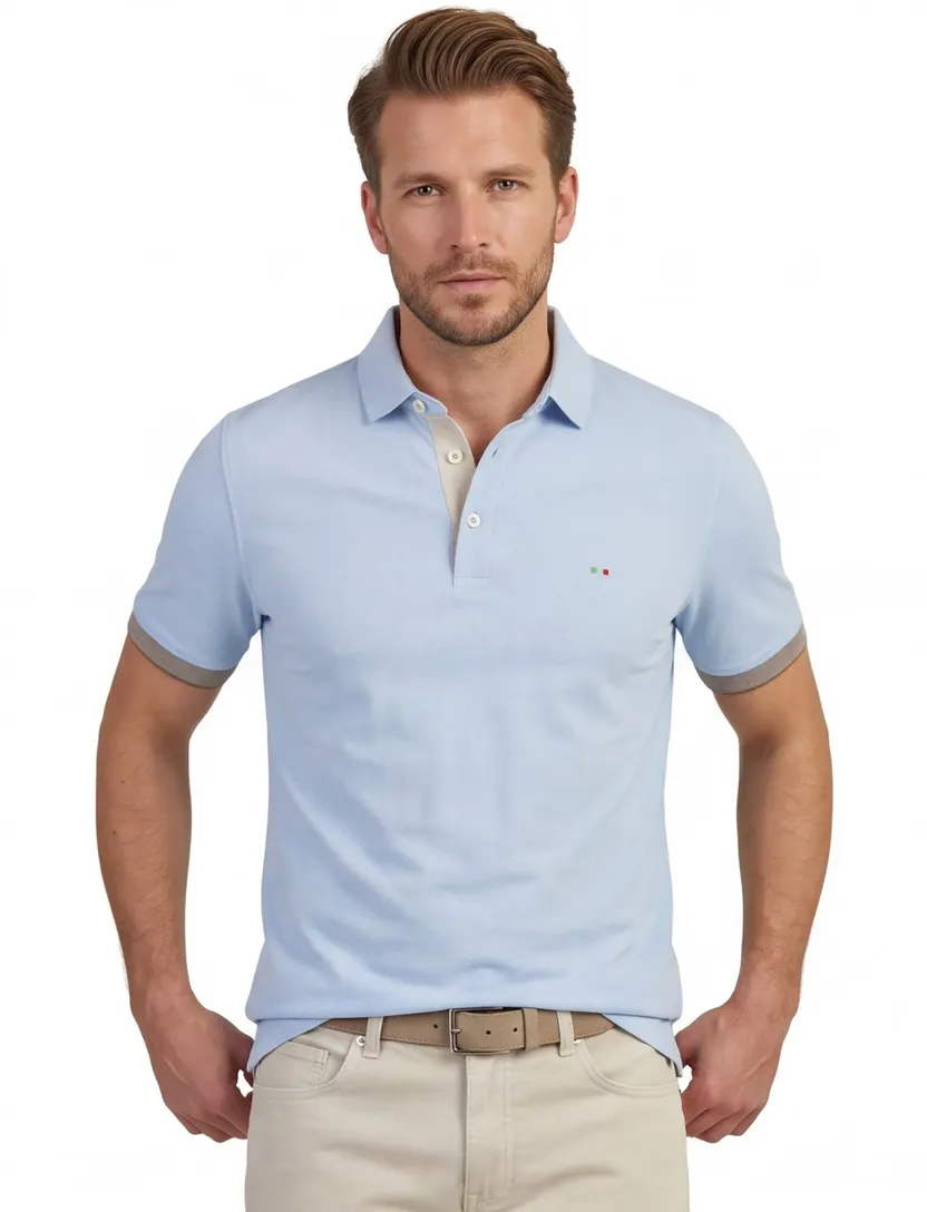 Poloshirt Portofino lichtblauw normale fit pique