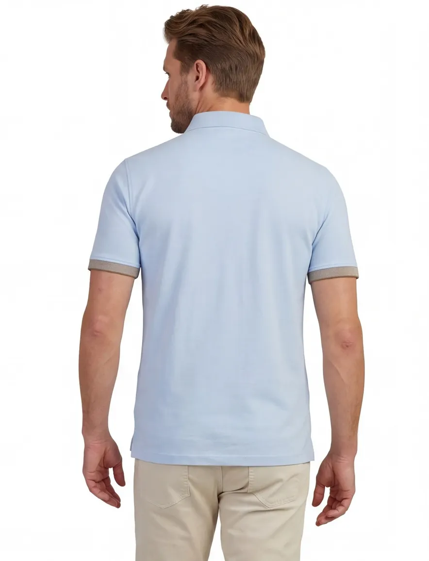 Lichtblauwe poloshirt Portofino 3 knoops