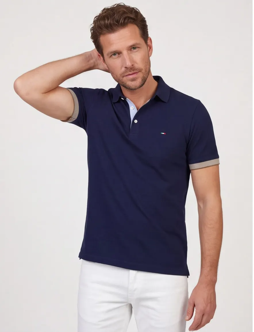 Donkerblauwe polo Portofino normale fit