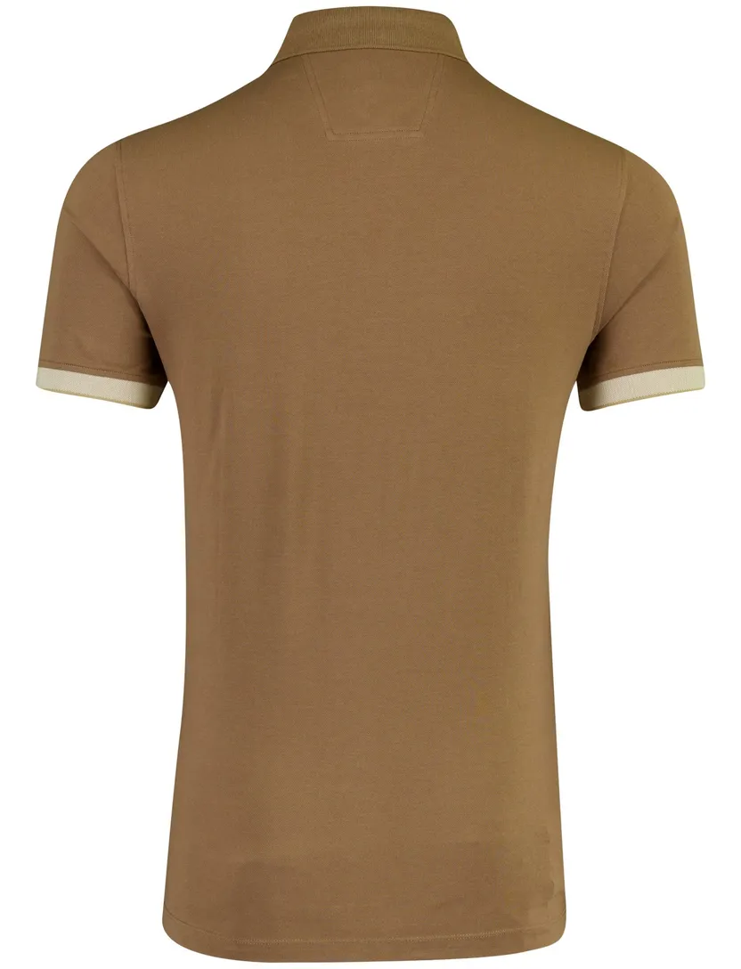 Polo Portofino pique normale fit bruin korte mouw
