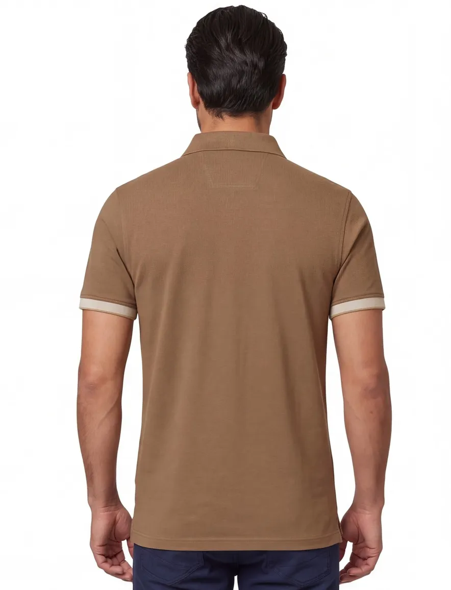 Pique poloshirt Portofino normale fit bruin