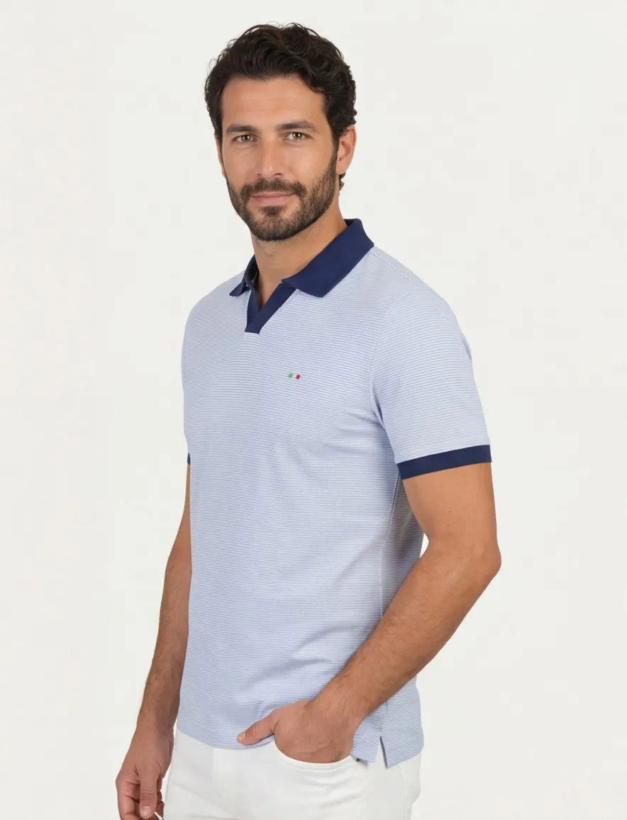 Portofino poloshirt lichtblauw gestreept