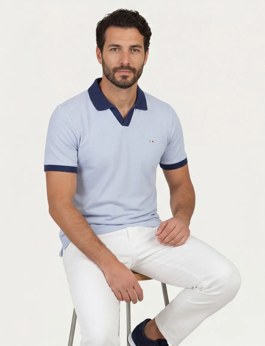 Portofino poloshirt lichtblauw gestreept