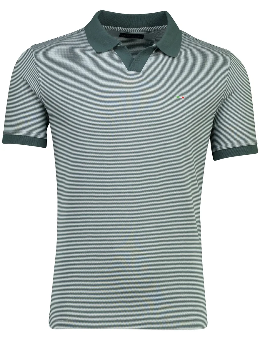 Groene polo Portofino streepjes normale fit