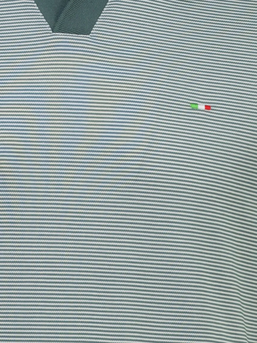 Groene polo Portofino streepjes normale fit