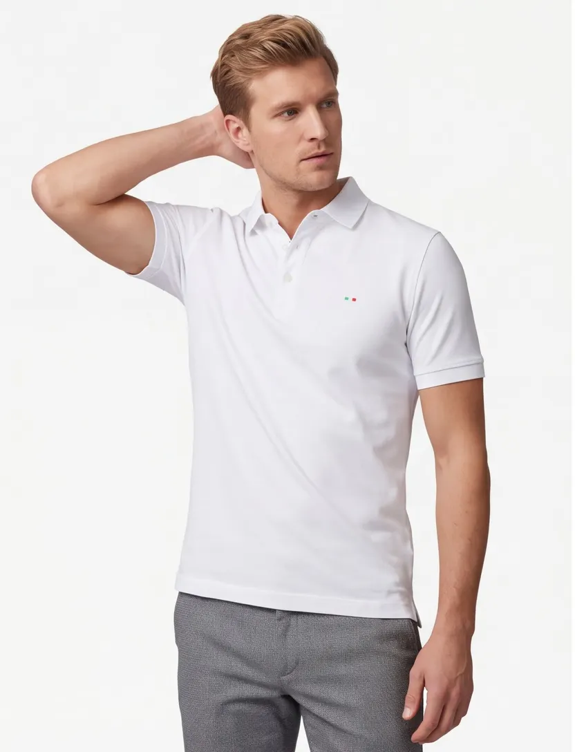 Poloshirt Portofino wit normale fit