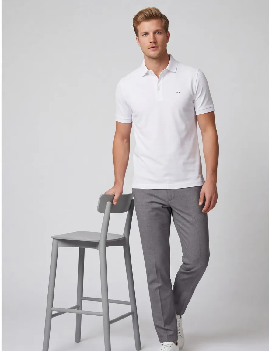Witte poloshirt Portofino 3 knoops