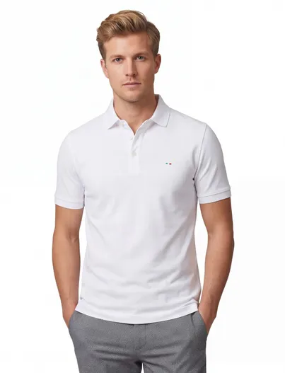 Portofino Witte poloshirt Portofino 3 knoops
