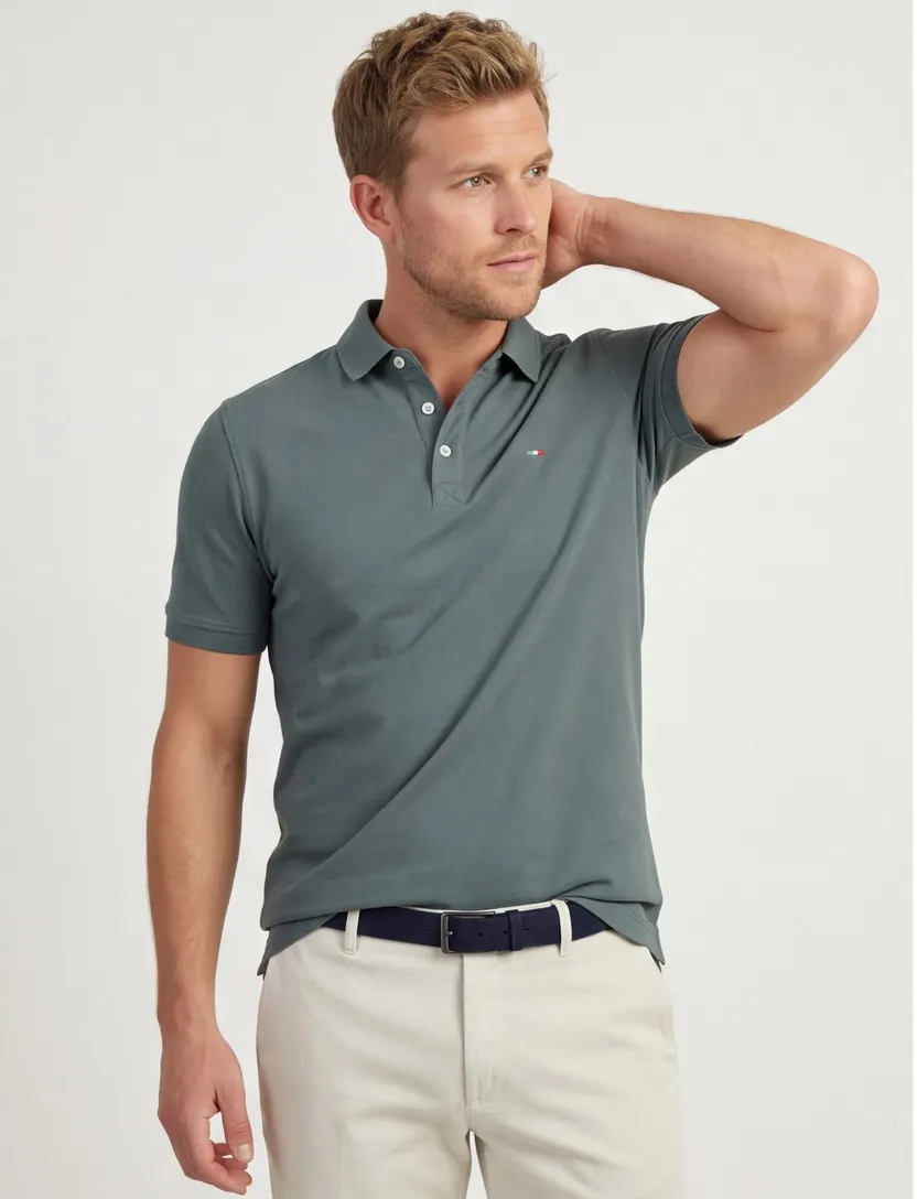 Polo Portofino donkergroen 3 knoopjes pique normale fit