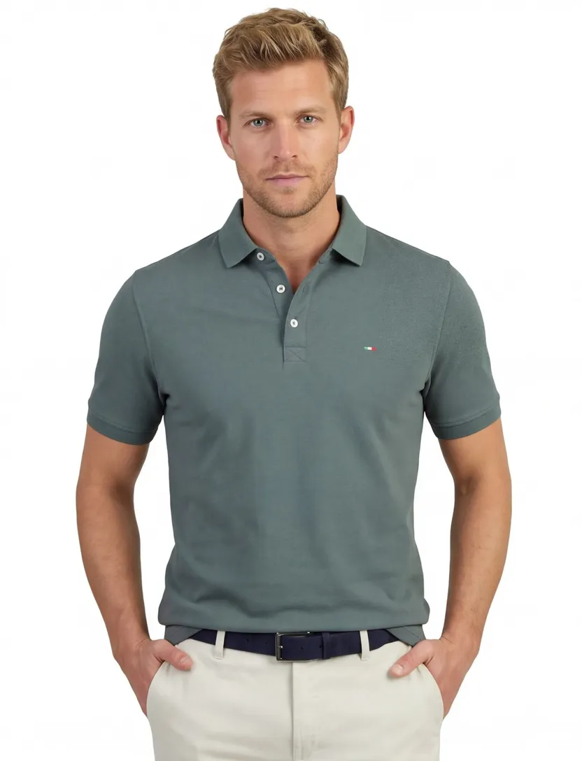 Polo Portofino donkergroen 3 knoopjes pique normale fit