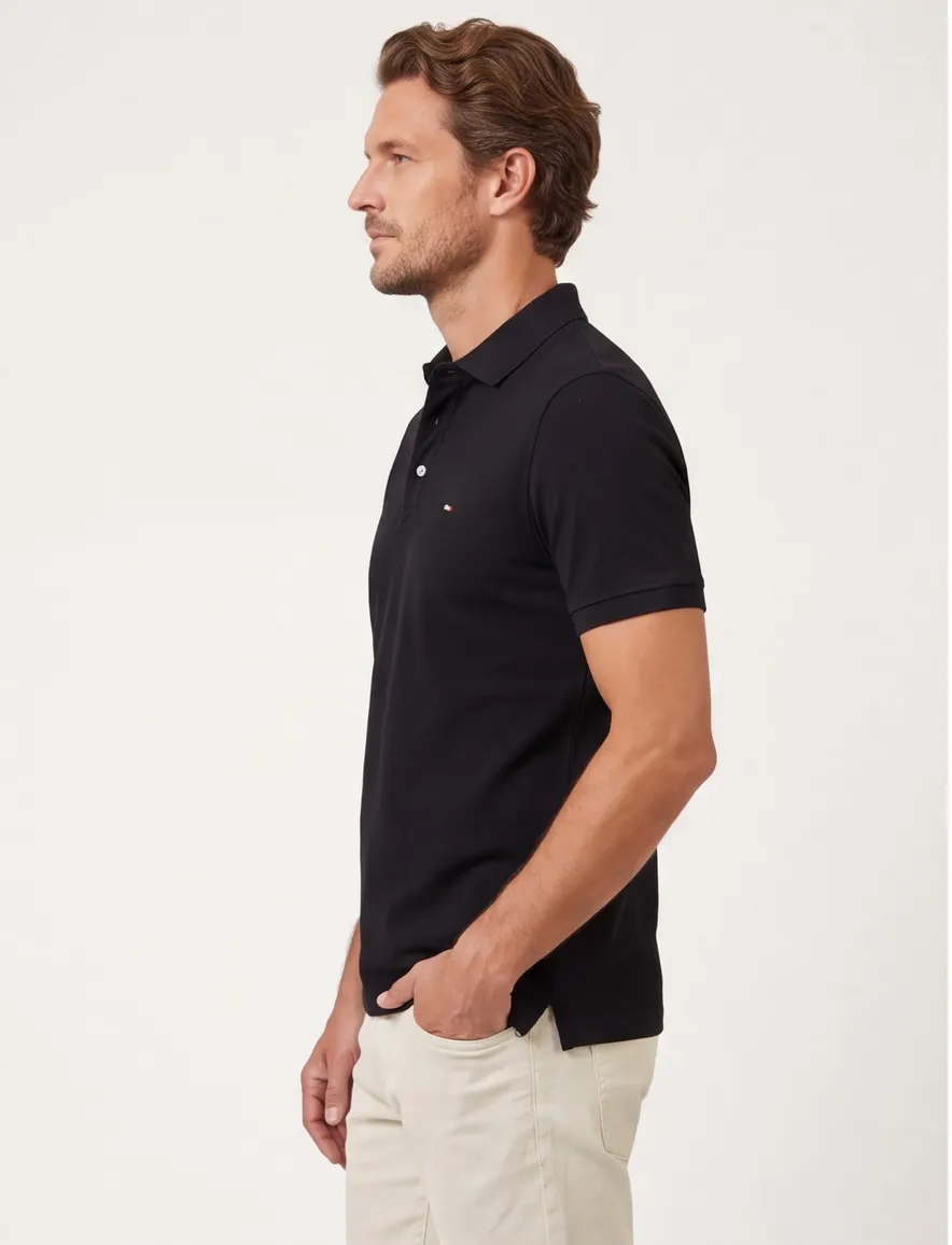 Zwarte poloshirt Portofino 3 knoopjes