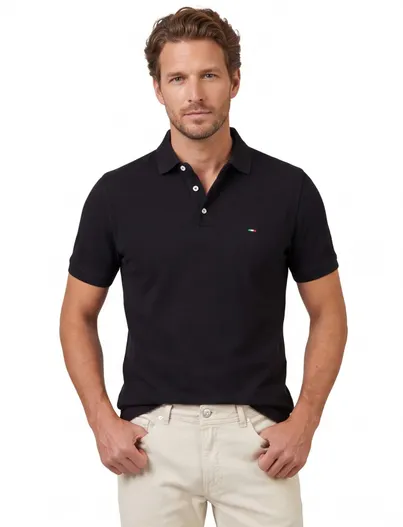Portofino Zwarte poloshirt Portofino 3 knoopjes