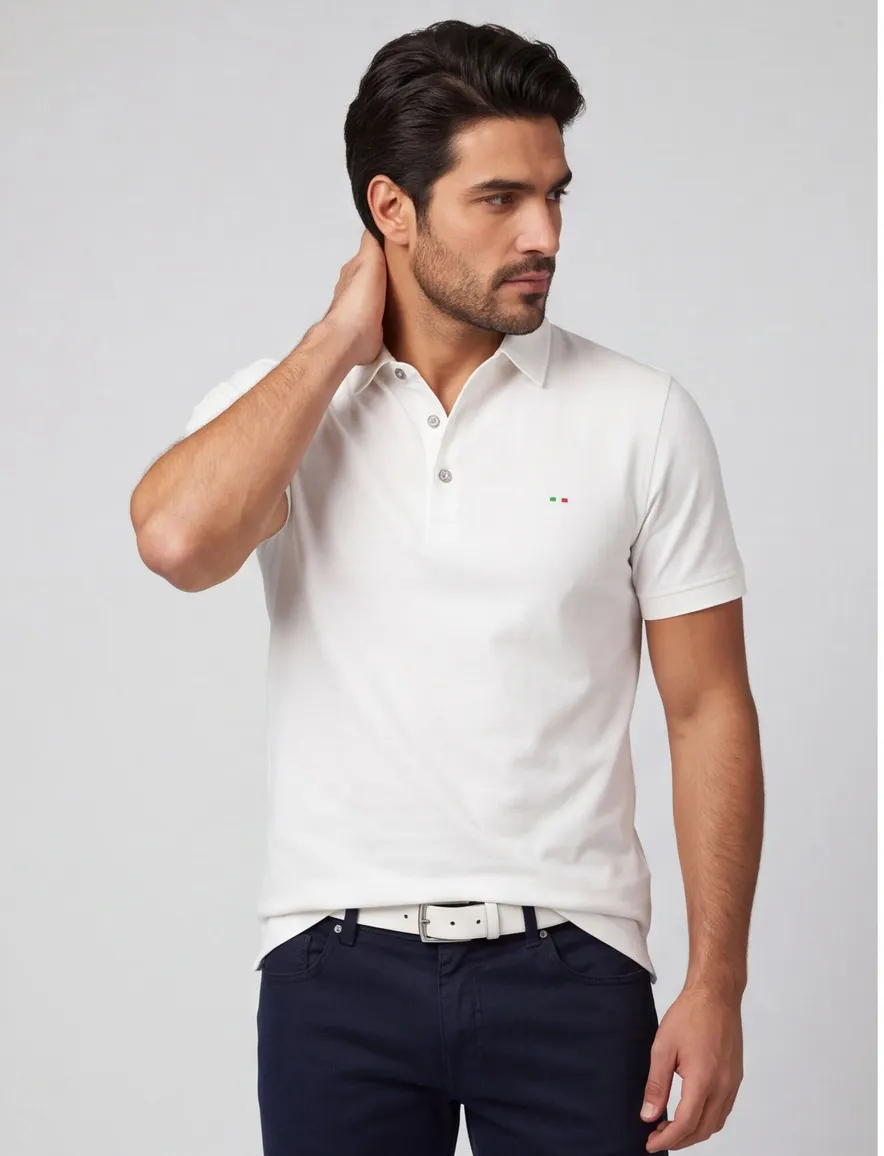 Portofino polo wit extra lange fit