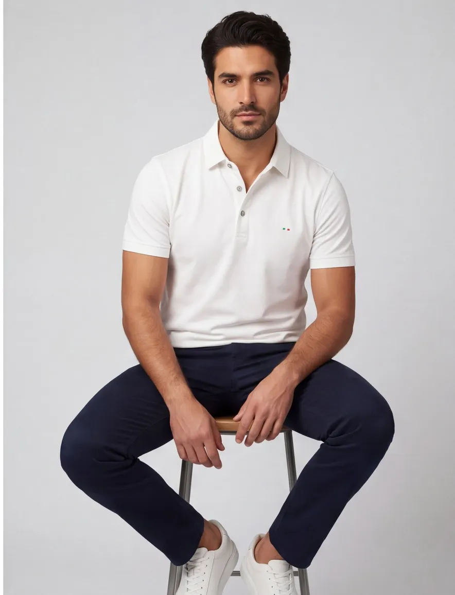 3-knoops extra long fit Portofino polo wit