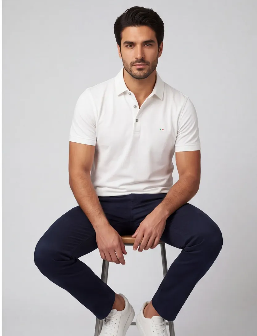 Poloshirt Portofino wit extra lang