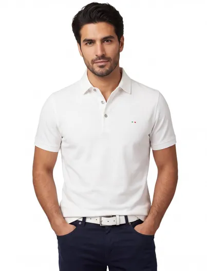 Portofino 3-knoops extra long fit Portofino polo wit