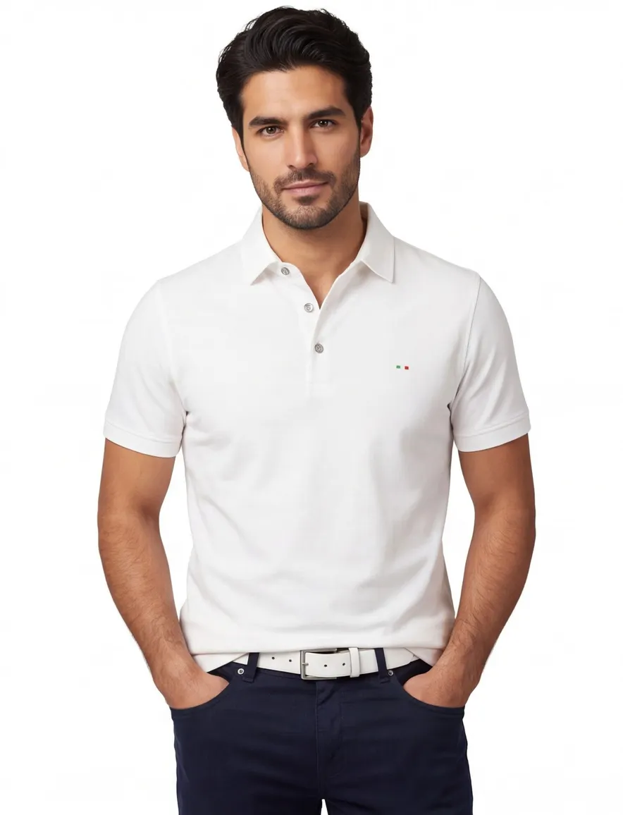 3-knoops extra long fit Portofino polo wit