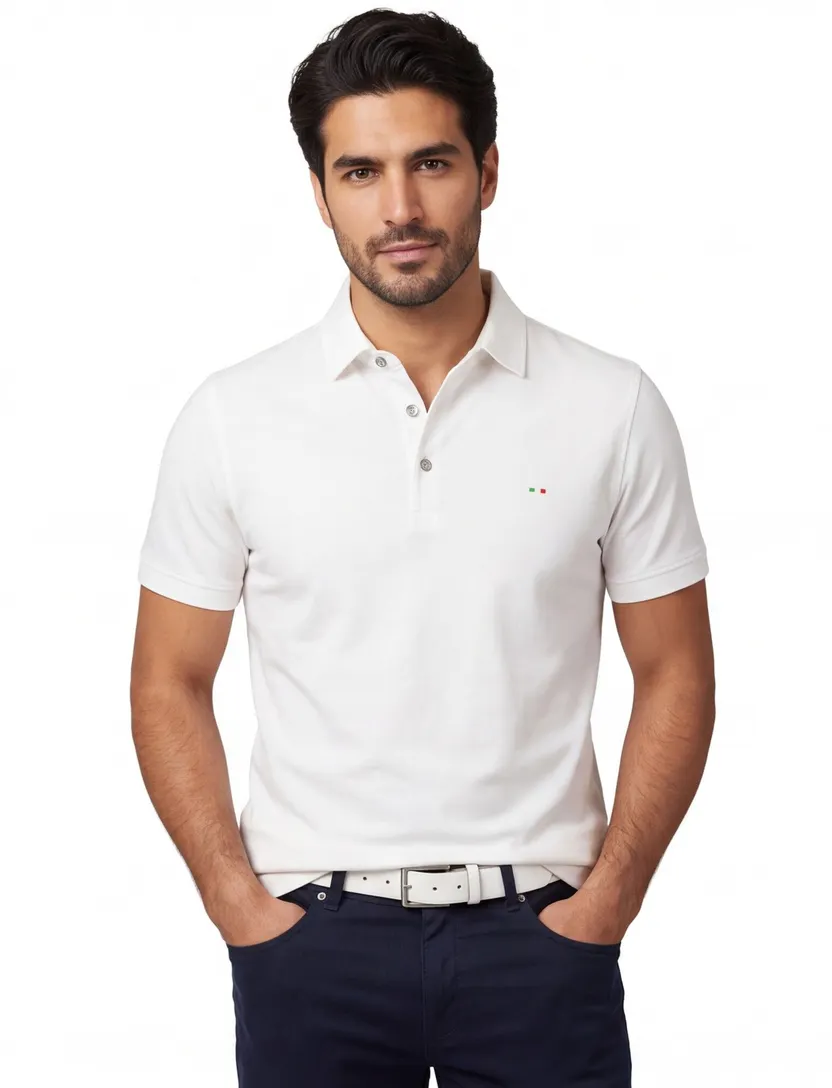 Poloshirt Portofino wit extra lang