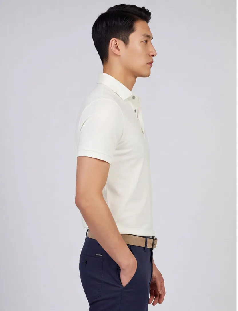 Wit poloshirt Portofino wijde fit