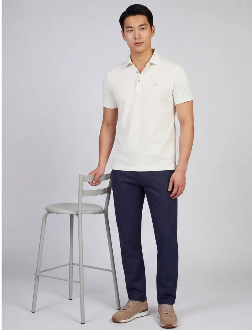 Wit poloshirt Portofino wijde fit