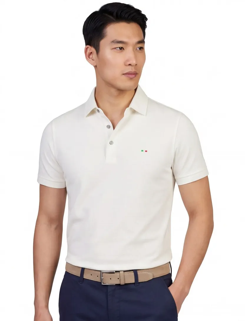 Wit poloshirt Portofino wijde fit