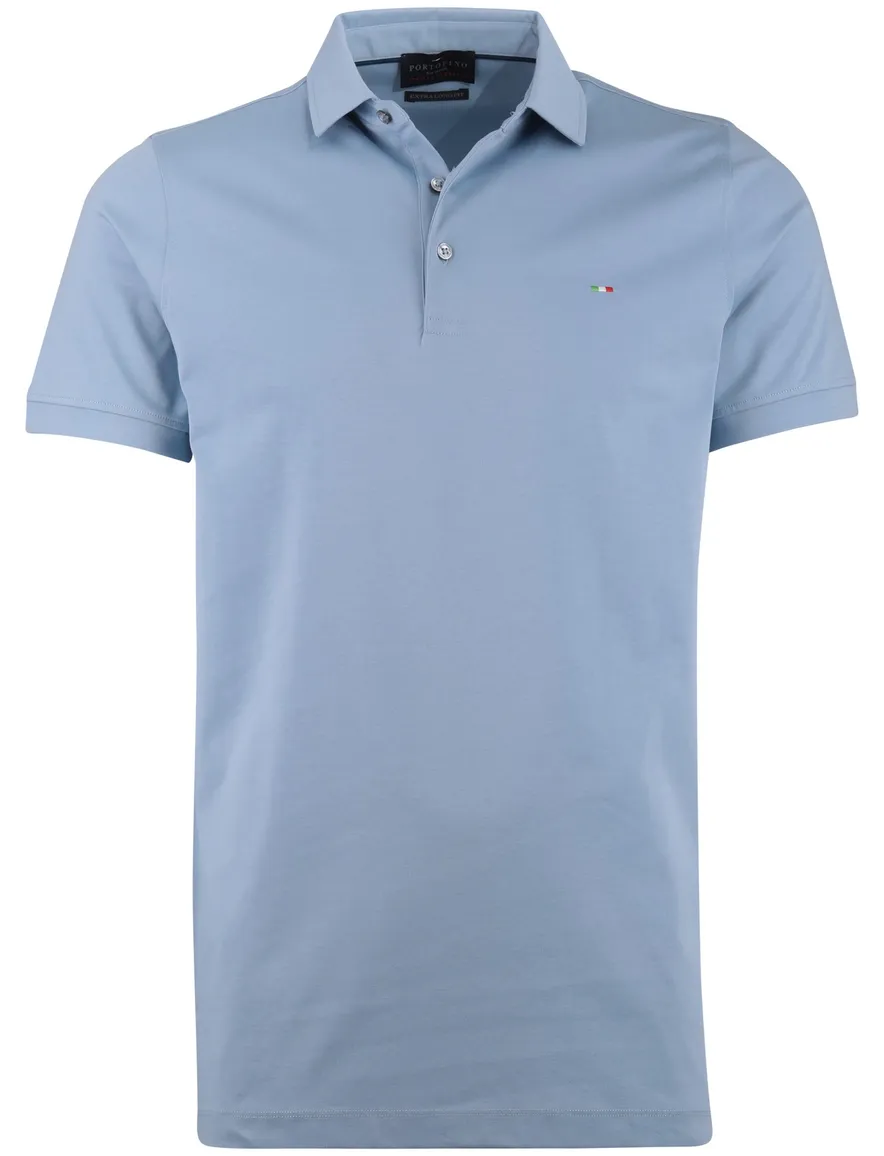 3-knoops extra long fit Portofino polo lichtblauw